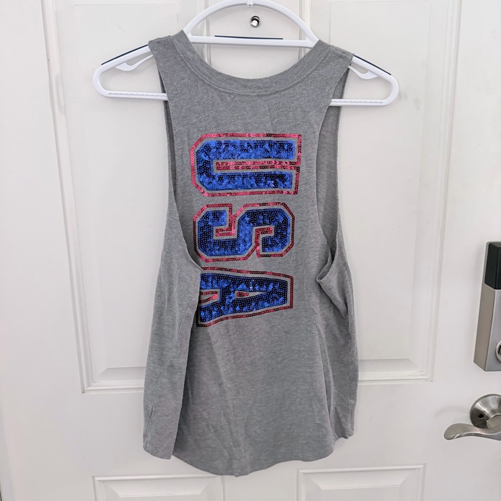 PINK Victoria’s Secret Sequin Muscle Tank XS | Gray Bling  USA